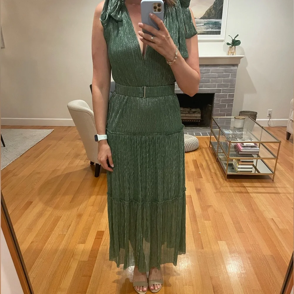 Sabina Musayev Helena Metallic Green Gown, size M - Picture 6 of 6